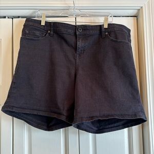 Torrid black denim 7” shorts, 18